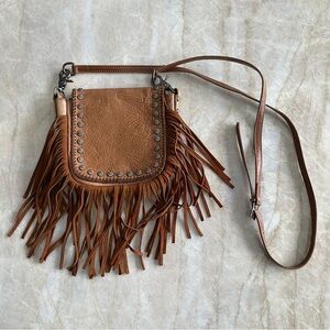 Montana west boho fringe leather crossbody purse